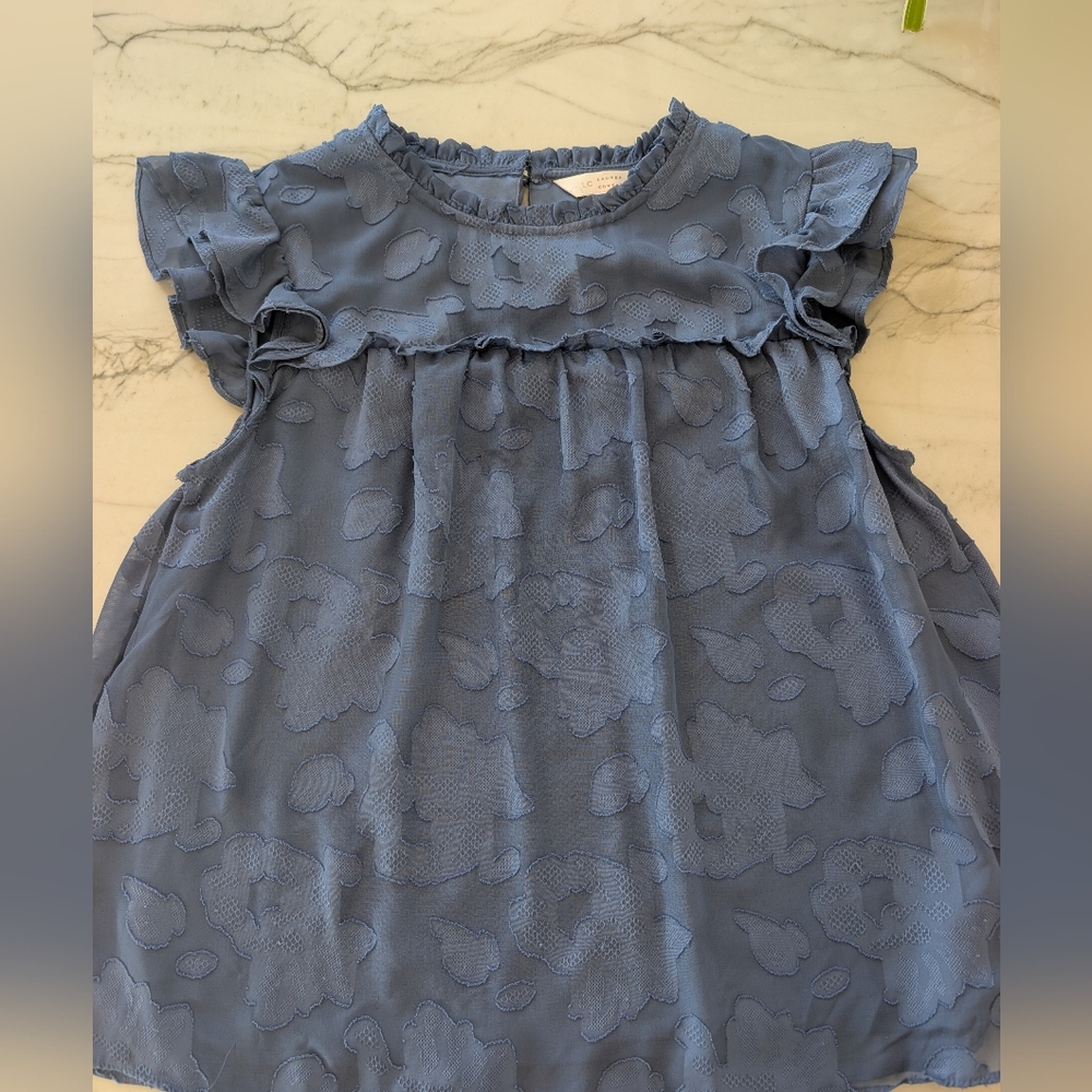 LC Lauren Conrad Dusty Blue Ruffled Blouse